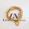 Conjunto 4 Pulseiras Elos Grandes Detalhes Brancos Corações Corrente Aço