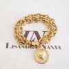 Conjunto 4 Pulseiras Elos Grandes Detalhes Brancos Corações Corrente Aço