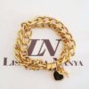 Conjunto 4 Pulseiras Banho Ouro coração Detalhe Preto Corrente Aço