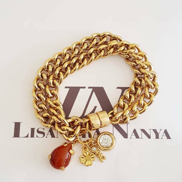 Pulseira Pingente Gota Pedra Ágata Avermelhada Banho Ouro Elo Grumet-98