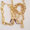 Conjunto Banho Ouro 2 Colares + Pulseira Elos Ovais Grande Cadeado