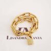 Pulseira Pingente Cadeado Strass Banho Ouro Elo Retangular-423
