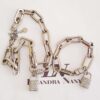Conjunto Combinado Colar + Pulseira Elos Grossos Pingente Cadeado Strass