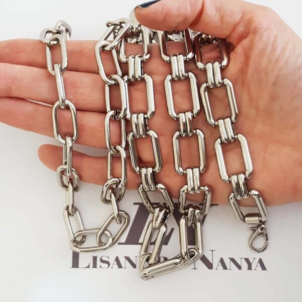 Conjunto 2 Colares + Pulseira Elos Ovais Grandes ou Retangulares Banho Galvânico