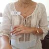 Colar Choker elo Retangular-129 Banho Ouro 2 Voltas Corrente Aço