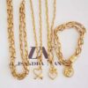 Conjunto 3 Colares + Pulseira Pingente Anjo da Guarda Coração Banho Ouro