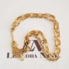 Colar Choker elo Retangular-129 Banho Ouro 2 Voltas Corrente Aço