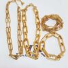Conjunto Elos Ovais Banho Ouro 2 Colares + 2 Pulseiras Fecho Ímã