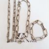 Conjunto 2 Colares + Pulseira Elos Ovais Gigantes Banho Galvânico Prateado
