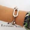 Conjunto 2 Colares + Pulseira Elos Ovais Gigantes Banho Galvânico Prateado