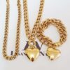 Conjunto Elo Grumet Pingente Coração Banho Ouro 2 Colares + Pulseira