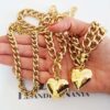Conjunto Elo Grumet Pingente Coração Banho Ouro 2 Colares + Pulseira