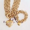 Conjunto Coração Je Taime Banho Ouro Colar 4 Voltas + Pulseira 2 Voltas