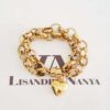 Conjunto Coração Je Taime Banho Ouro Colar 4 Voltas + Pulseira 2 Voltas