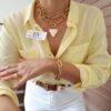 Colar Choker Elo Retangular-24 Banho Ouro Corrente Aço Fecho Mosquete