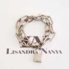 Conjunto 3 Colares + 1 Pulseira Pingentes Cadeado Carta Amor Banho Prateado