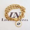 Conjunto 3 Pulseiras Olho Grego Banho Ouro Corrente Aço Fecho Ímã