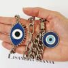 8349f Conjunto 3 Pulseiras Olho Grego Banho Galvânico Prateado Corrente Aço