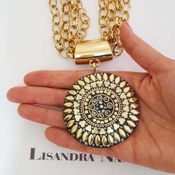 8353d Colar Tibetano Mandala Caquinho Cerâmica Branca 4 Voltas Elo Português-23