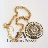 Colar Tibetano Madrepérola Dourado (8354) Colar Tibetano Mandala Caquinho Cerâmica Branca Corrente Aço Banho Ouro