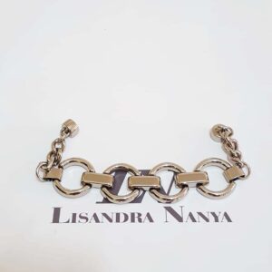 Pulseira Elos Redondos Gigantes Intercalados Banho Galvânico Prateado