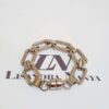 Pulseira Elos Retangulares Grandes Intercalados Banho Galvânico Prateado