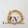 Pulseira Elos Grandes Trabalhados Banho Ouro Fecho Ímã