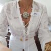 Colar Tibetano Caquinho Cerâmica Madrepérola Sol Elo Português-23