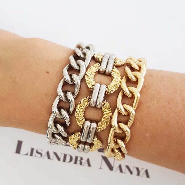 Conjunto 3 Colares + 3 Pulseiras Mistos Banho Ouro e Prateado Combinados