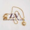 Colar Pingente Sol Banho Ouro Elo Meia Cana-334 Corrente Aço