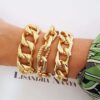 Pulseira Banho Ouro Elo Oval Grande Grumet Trabalhado Conectável Fecho Ímã