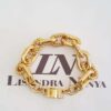 Pulseira Banho Ouro Elo Oval Grande Grumet Trabalhado Conectável Fecho Ímã