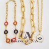 Conjunto 3 Colares Banho Ouro Hamsa Olho Trevo Corrente Metal