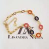Conjunto 3 Colares Banho Ouro Hamsa Olho Trevo Corrente Metal