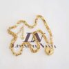 Conjunto 2 Colares Corações Cadeados Banho Ouro Elo Retangular