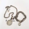 Conjunto Medalha São Bento Banho Prateada Colar + Pulseira