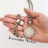 Conjunto Medalha São Bento Banho Prateada Colar + Pulseira