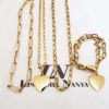 Conjunto Banho Ouro 3 Colares + Pulseira Elos Retangulares Corrente Aço