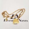 Conjunto Banho Ouro 3 Colares + Pulseira Elos Retangulares Corrente Aço