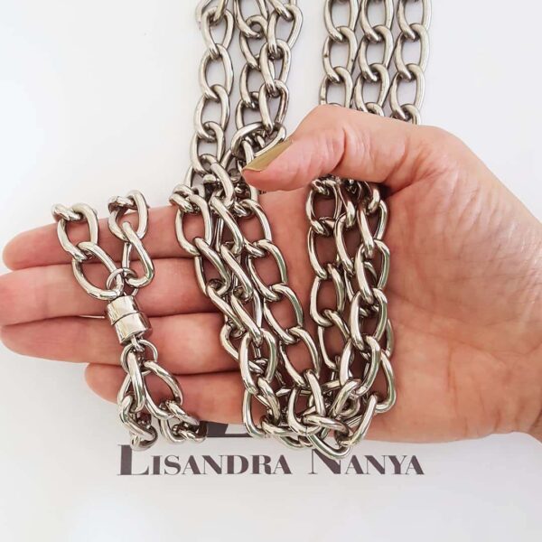 8386d Conjunto Colar + Pulseira Banho Prateado Elo Grumet-317 Corrente Aço