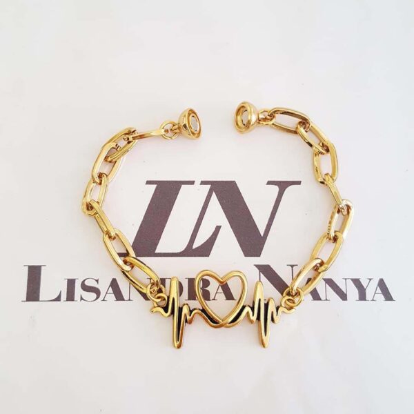 Conjunto 3 Pulseiras Delicadas Pulso Cardíado Coração Banho Ouro
