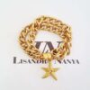 Pulseira Estrela do Mar Banho Ouro 2 Voltas Corrente Aço Elo Grumet-117