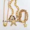 Conjunto Pulseira + 2 Colares Estrela do Mar Conchinha Banho Ouro Corrente Aço