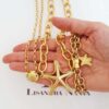 Conjunto Pulseira + 2 Colares Estrela do Mar Conchinha Banho Ouro Corrente Aço