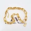 Colar Pingente Cadeado Banho Ouro Removível Elo Oval-430 Corrente Aço