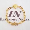 Pulseira Elo Oval-425 Concha Banho Ouro Corrente Aço Banho Ouro