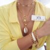 Conjunto 3 Colares + 3 Pulseiras Tema Mar e Verão Banho Ouro