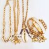 Conjunto 3 Colares + 3 Pulseiras Tema Mar e Verão Banho Ouro