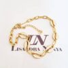 Colar Vários Búzios Conectados Resina Branca Banho Ouro Elo Oval-425