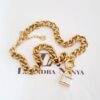 Colar Curto Dourado Elo Grumet-117 Pingente Cadeado Bicolor 40cm Colar Pingente Cadeado Removível Bicolor Elo Grumet-117 Banho Ouro